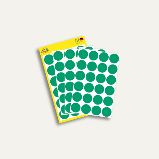 Listovi bijelih naljepnica s velikim zelenim točkama Avery Zweckform