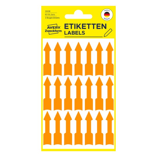 Slika pakiranja: Avery Zweckform naljepnice u posebnim oblicima i unaprijed ispisane, artikal: 3008, format: 39 x 9 mm, sadržaj: 63 naljepnice / 3 lista, 21 naljepnica/ list?