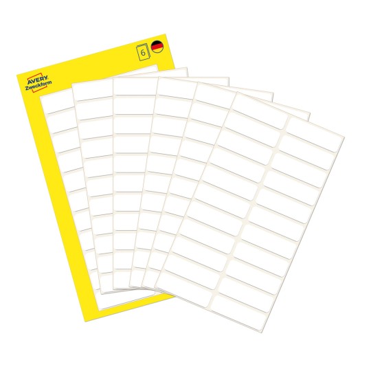 Slika pakiranja s listom etiketa: Avery Zweckform višenamjenske etikete, artikal: 3044, format: 32 x 10 mm, sadržaj: 132 etikete / 6 listova, 22 etikete/list?