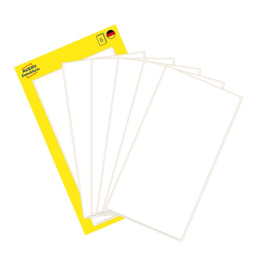 Slika pakiranja s listom naljepnica: Avery Zweckform višenamjenske naljepnice, artikl: 3047, format: 98 x 51 mm, sadržaj: 6 naljepnica / 6 listova, 1 naljepnica/list?
