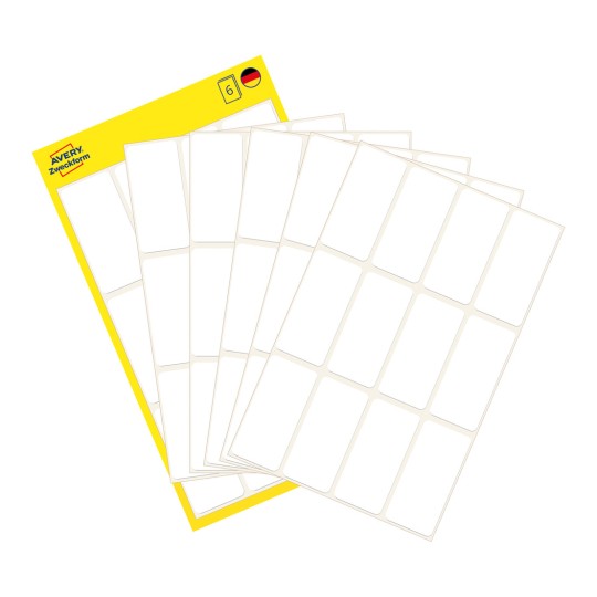Slika paketa s arkom etiketa: Avery Zweckform višenamjenske etikete, artikl: 3077, format: 38 x 18 mm, sadržaj: 72 etiketa / 6 listova, 12 etiketa/list?