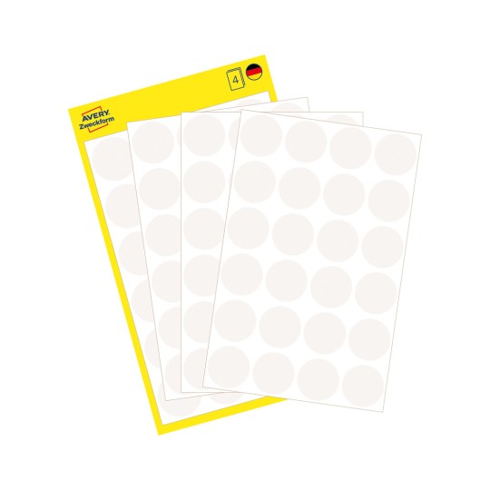 Slika pakiranja s listom naljepnica: Avery Zweckform označavajuće točke, artikl: 3170, format: ⌀ 18 mm, sadržaj: 96 označavajućih točaka / 4 lista, 24 označavajuće točke/list?