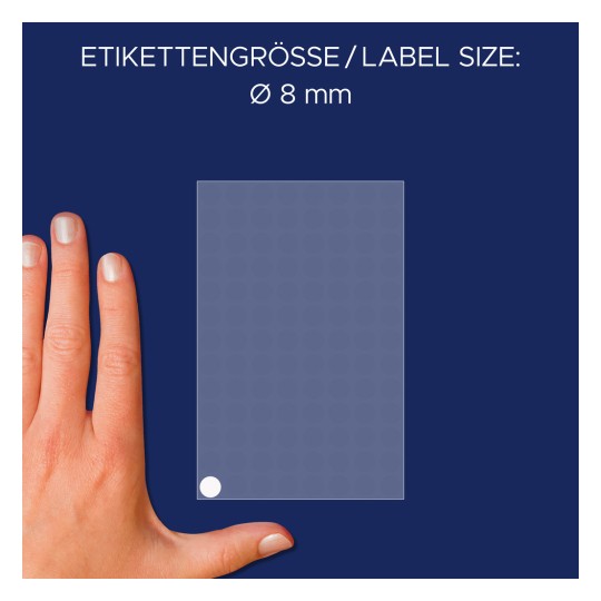 Usporedba s rukom, artikal: 3175, jedan list oznaka, format: ⌀ 8 mm, boja: bijela?