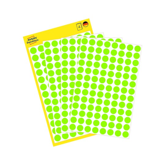Slika pakiranja s listom naljepnica: Avery Zweckform oznake, artikal: 3179, format: ⌀ 8 mm, sadržaj: 416 oznaka / 4 lista, 104 oznake/list?