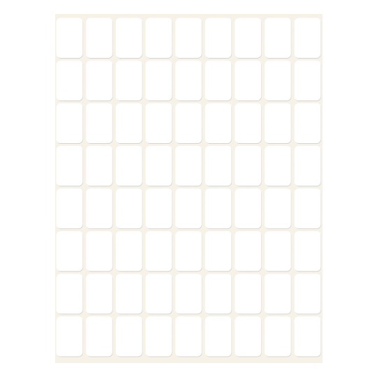 Prikaz pojedinačnih listova, artikl: 3312, višenamjenske naljepnice, format: 18 x 12 mm, 72 naljepnica/ list.