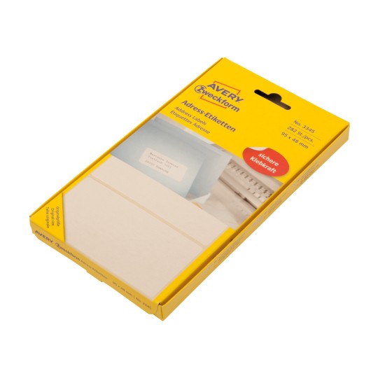 Slika pakiranja: Avery Zweckform naljepnice za ručno pisanje, Artikl: 3345, Format: 95 x 48 mm, POGODNO ZA: pisaću mašinu, Sadržaj: 282 naljepnice / 1 list, 282 naljepnice/list?