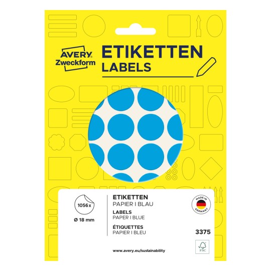 Slika pakiranja: Avery Zweckform obojeni oznake, artikal: 3375, format: ⌀ 18 mm, sadržaj: 1.056 oznaka / 22 lista, 48 oznaka/list?