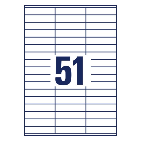 Izrada crtanja pojedinačnih listova A4, Artikl: 3420, Univerzalne naljepnice, Format: 70 x 16,9 mm, 51 naljepnica/list?