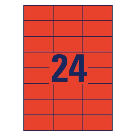 Izrezna crtež pojedinačnog lista A4, Artikl: 3448, šarene etikete, Format: 70 x 37 mm, 24 etikete/ list?