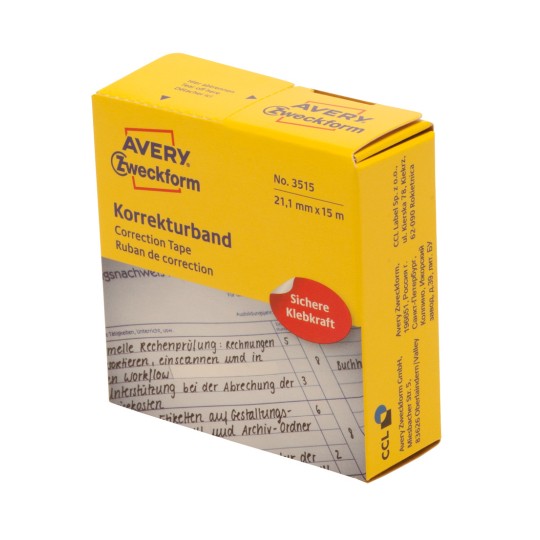 Slika pakiranja: Avery Zweckform korektivna traka, Artikl: 3515, Format: 21,1 x 15.000 mm, Sadržaj: 1 komad / 1 rola, 1 komad/rola?