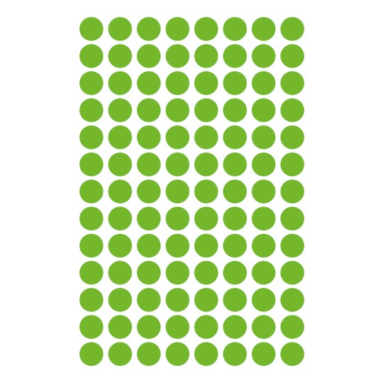 Slika pojedinačnog lista, Artikl: 3592, oznake, Format: ⌀ 8 mm, 104 oznake/po listu.