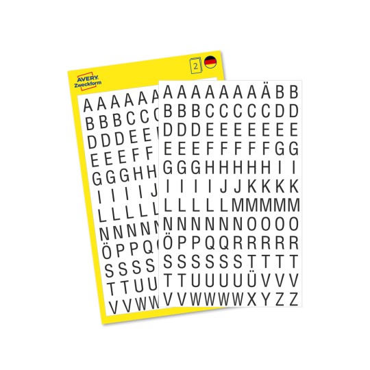 Slika pakiranja s listom naljepnica: Avery Zweckform naljepnice s slovima, Artikl: 3720, Format: 85 x 160 mm, Sadržaj: 240 naljepnica / 2 lista, 120 naljepnica/list?