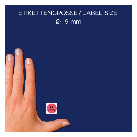 Usporedba veličine s rukom, artikal: 3859, jedan list bodova za ocjenjivanje, format: ⌀ 19 mm, boja: crvena?