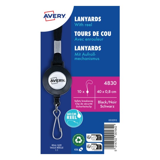 Slika proizvoda: Avery Zweckform, artikl: 4830, tekstilna traka s mehanizmom za namatanje, 8 x 400 mm, malo pakiranje, 10 komada.