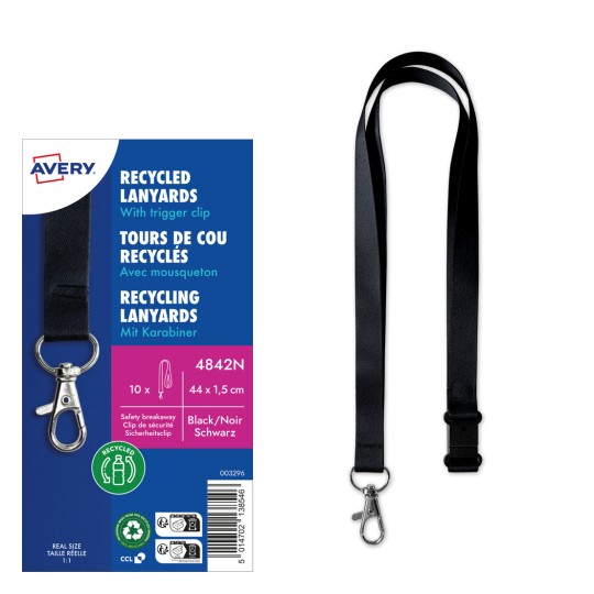 Slika prikazuje paket recikliranih vezica s kukom na okidač, ističući detalje i specifikacije proizvoda.