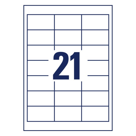 Izrezna crtež jednostruki list A4, Artikl: 6170, Univerzalne etikete, Format: 64 x 36 mm, 21 etiketa/list?