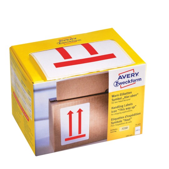 Oznaka pakiranja: Avery Zweckform upozoravajuće naljepnice, unaprijed ispisane, artikl: 7250, format: 74 x 100 mm, sadržaj: 1 naljepnica / 1 rola, naljepnice/rola?