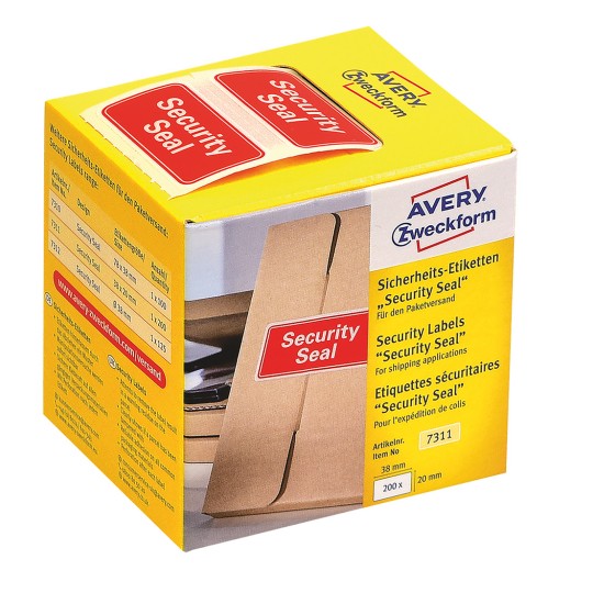 Slika pakiranja: Avery Zweckform sigurnosne naljepnice, unaprijed otisnute, artikl: 7311, format: 38 x 20 mm, sadržaj: 200 naljepnica / 1 rola, 200 naljepnica/rola?