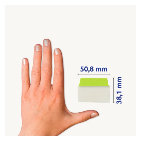 Usporedba veličine s rukom, Artikl: 74787, jedan list ljepljivih traka, Format: 50,8 x 38,1 mm, Boja: Bijela?