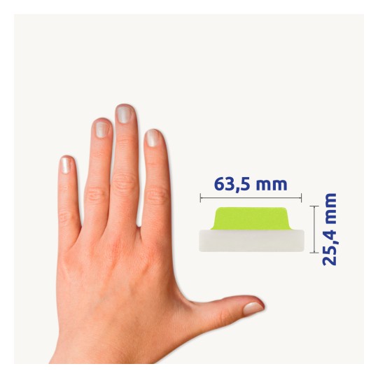 Usporedba veličine s rukom, Artikl: 74789, jedan list ljepljivih traka, format: 63,5 x 25,4 mm, boja: bijela?