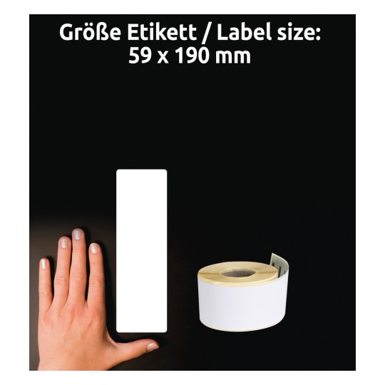 Usporedba veličine s rukom, artikl: A1933087, jedan list rolnih naljepnica, format: 59 x 190 mm, boja: bijela?