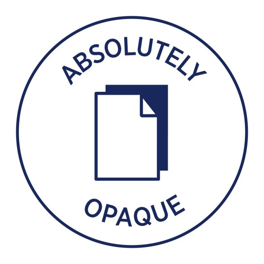 Slika sadrži grafiku s riječju 'APSOLUTNO' na vrhu i 'NEPROZIRNO' na dnu, okružujući jednostavnu ilustraciju dvaju složenih listova papira s presavijenim kutom.