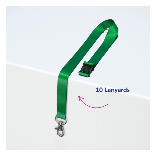 Slika prikazuje zeleni vez s kopčom i kopčom, koji leži na bijeloj površini. Postoji oznaka s plavim tekstom '10 Vezova'.