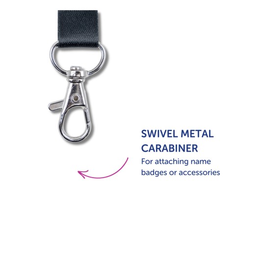 Slika prikazuje zakretni metalni karabiner dizajniran za pričvršćivanje identifikacijskih znački ili dodataka.