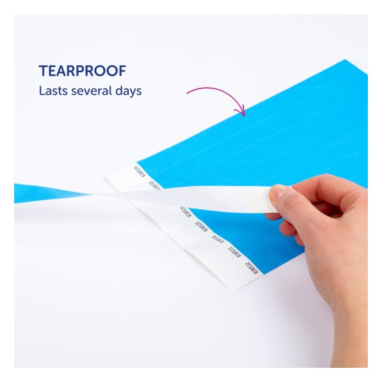 Slika prikazuje ruku koja povlači komad trake otporne na kidanje s plave podloge, s tekstom koji naznačuje da traje nekoliko dana.