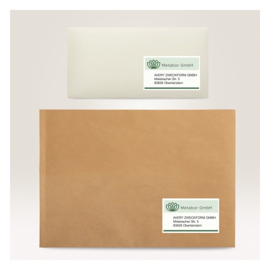 Slika prikazuje dvije kuverte. Gornja je bijela kuverta s oznakom za 'Metabor GmbH', a donja je smeđa kuverta također s istom oznakom.