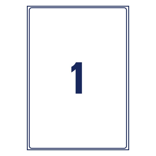 Nacrt za probijanje pojedinačnog lista A4, Artikal: J8167-25, Dostavne naljepnice, Format: 199,6 x 289,1 mm, 1 naljepnica/list?