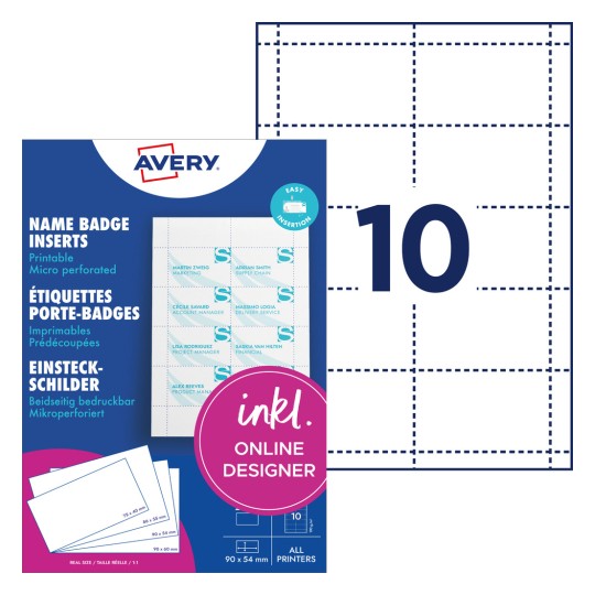 Slika pakiranja s listom naljepnica: Avery Zweckform, artikal: L4727-20, umetne oznake, format: 54 x 90 mm, pogodnost za ispis: inkjet, kolor laserski, crno-bijeli laserski, kopirni uređaji, sadržaj: 200 umetnih oznaka / 20 listova, 10 kartica/list?