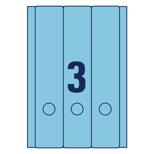 Stanzcrtež pojedinačni list A4, Proizvod: L4753-20, Etikete za registratore, Format: 61 x 297 mm, 3 etikete/stranici