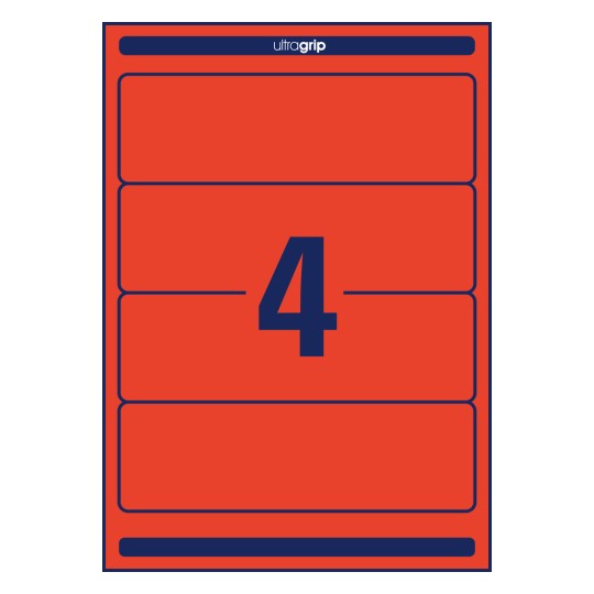 Izrezna shema pojedinačnog lista A4, Artikl: L4766-20, Naljepnice za registratore, Format: 61 x 192 mm, 4 naljepnice/ list.