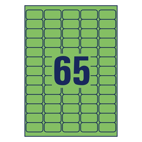 Crttež štancanja, pojedinačni list A4, Artikl: L4792-20, Obojene naljepnice, odvojive, Format: 38,1 x 21,2 mm, 65 naljepnica/stranica?