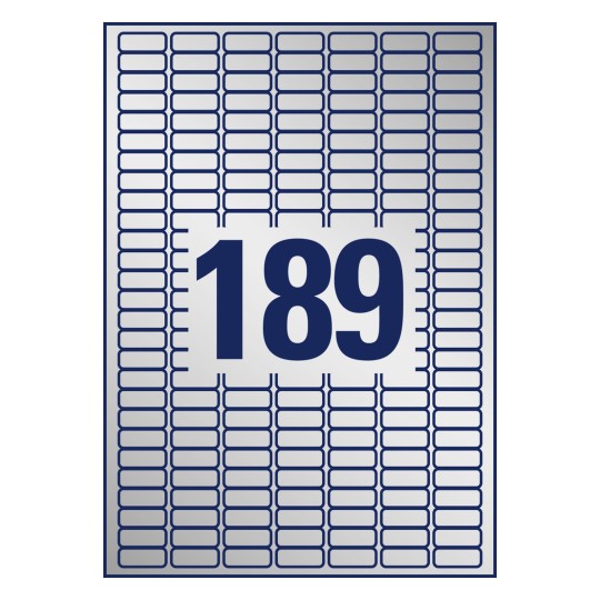 Stanzani crtež pojedinačnog lista A4, Članak: L6008-20, Naljepnice s natpisnom pločicom, Format: 25,4 x 10 mm, 189 naljepnica/Lista?