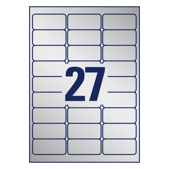Crtež za probijanje pojedinačnog lista A4, Artikal: L6011-100, Naljepnice za tipne pločice, Format: 63,5 x 29,6 mm, 27 naljepnica/plahta.