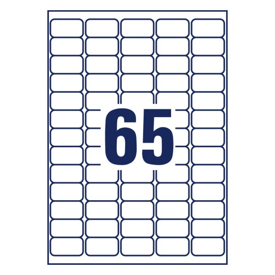 Crtanje izreza pojedinačni list A4, artikl: L6026REV-25, univerzalne naljepnice, format: 38,1 x 21,2 mm, 65 naljepnica/stranica.