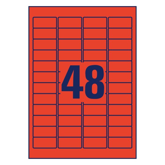 Crtanje štancom pojedinačnih listova A4, Artikl: L6038-20, Šarene naljepnice, odvojive, Format: 45,7 x 21,2 mm, 48 naljepnica/list?