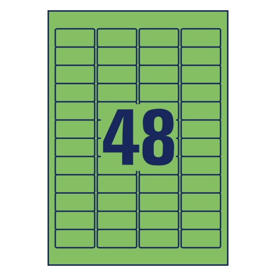 Pečatni crtež pojedinačnog lista A4, Artikl: L6040-20, obojene etikete, odvojive, format: 45,7 x 21,2 mm, 48 etiketa/stranica.
