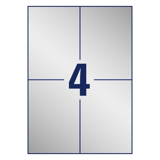 Crtež izrezivanja pojedinog lista A4, Artikl: L6134-20, Natpisne etikete, Format: 105 x 148 mm, 4 etikete/po listu?