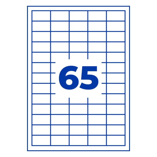 Bijela mreža s plavim linijama i velikim plavim brojem 65 u sredini?