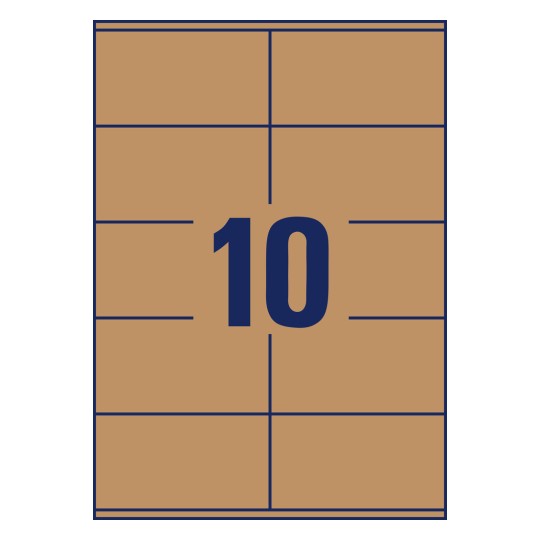 Crttež za izrezivanje, pojedinačni list A4, Artikl: L7108-25, prirodno smeđe etikete, format: 105 x 57 mm, 10 etiketa/po listu?