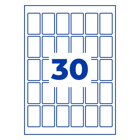 Bijeli poster s plavom obrubljenom mrežom zaobljenih pravokutnika i velikim plavim brojem 30 u sredini?