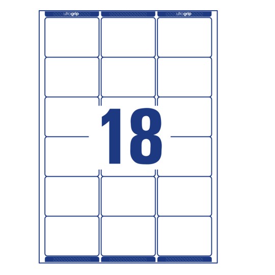 Nacrt za štancanje pojedinačnih listova A4, Artikl: L7161-100, adrese-etikete, Format: 63,5 x 46,6 mm, 18 etiketa/stranica.