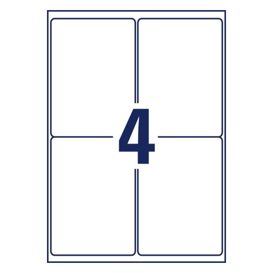 Izvedbeni crtež pojedinačnog arka A4, Artikl: L7915-10, Ultra-otporne folijske etikete, Format: 99,1 x 139 mm, 4 etikete/arku.