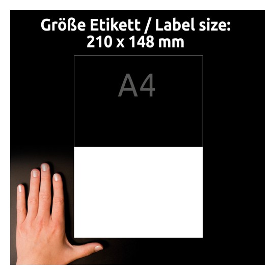 Veličina u usporedbi s rukom, članak: L9002-10, jedan list naljepnica za stražnje staklo, format: 210 x 148 mm, boja: bijela?