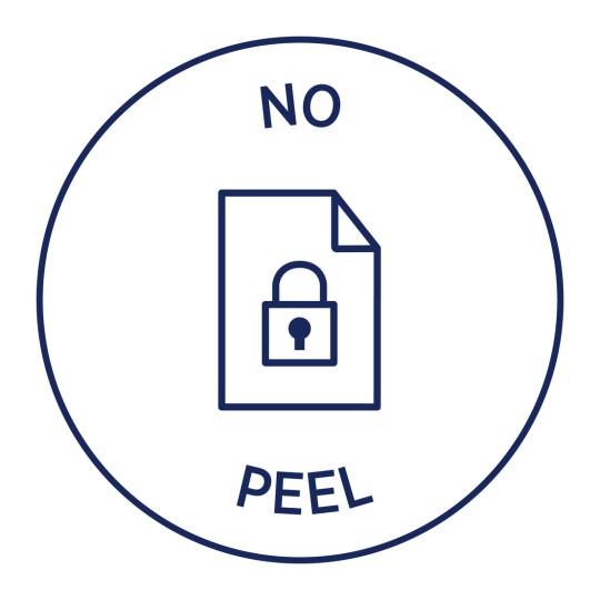 Slika prikazuje znak upozorenja s natpisom 'NE GULITI' oko grafike zaključanog dokumenta, što ukazuje na to da se dokument ne smije guliti, vjerojatno iz sigurnosnih ili privatnih razloga.