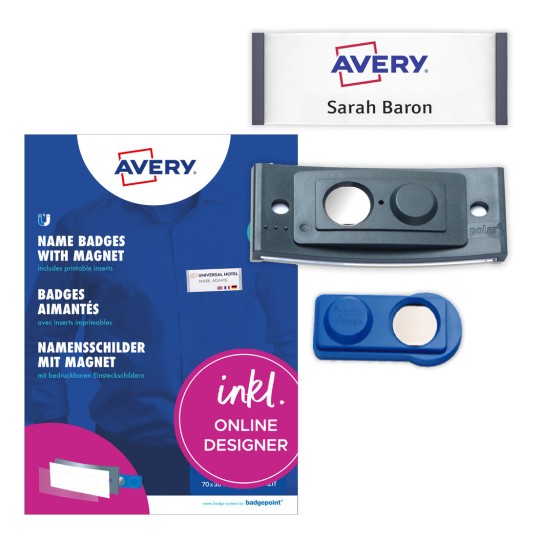 Pakiranje s listovima naljepnica: Avery Zweckform, Artikal: POL30MA02-20DR, Magnetne identifikacijske oznake, Format: 70 x 30 mm, Pogodno za ispis: kolor laserski, crno-bijeli laserski, inkjet, Sadržaj: 20 oznaka / 90 umetaka / 5 listova, 18 kartica/list?