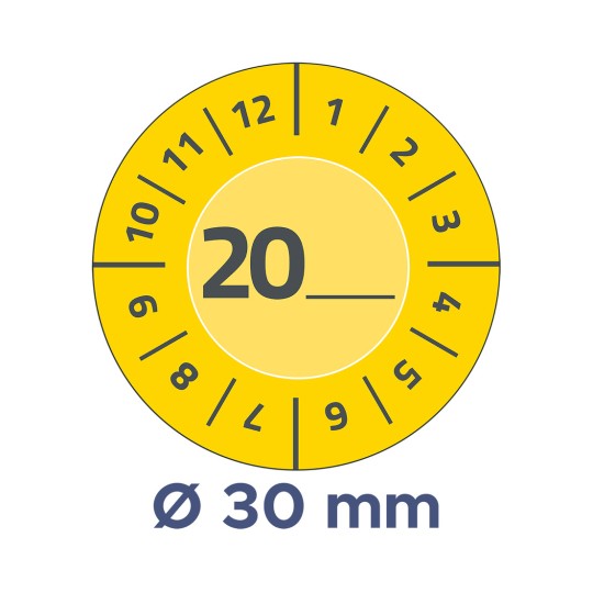 Slika prikazuje kružni brojčanik s brojevima u rasponu od 1 do 12 i istaknutim brojem 20 u sredini, označenim promjerom Ø 30 mm.
